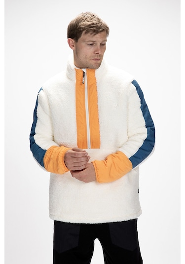 Bomb Marshmallow Yarım Fermuarlı Erkek Polar Beyaz
