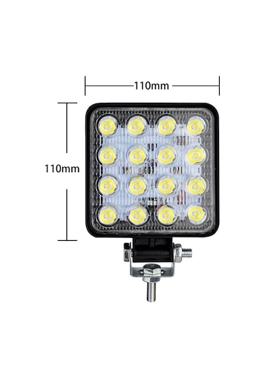 Off Road Sis Farı - Lamba 16 Led Kare Çalışma Lambası 2 Adet