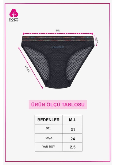 Kadın 3'lü Dantelli - Baskılı Külot 20820 Siyah - Lacivert - Mercan