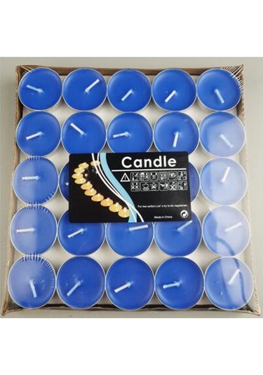 Çay Işığı Mumlar 50'li Pakette Kokusuz Tealight Mumlar Romantik Aşk Mumları Ev Dekorasyonu Düğün Doğum Günü İçin Toplu Mavi