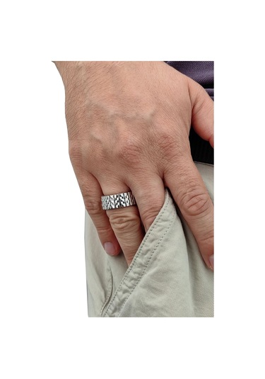 Chavin Silver Çelik 10 Mm Unisex Lastikli Geniş Yüzük Ev39by Gri