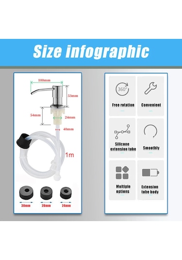Set 3-siyah-350ml-mutfak Lavabo Sıvı Sabunluk Pompaları Paslanmaz Çelik Kafa Lavabo El Losyonu Sabunluklar Tüp Hortum Şişe Aksesuarları İle