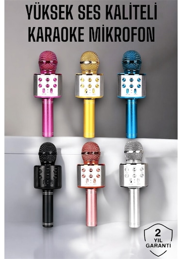 Kablosuz Bluetooth Karaoke Mikrofon Usb Ve Aux Girişli, Yüksek Se