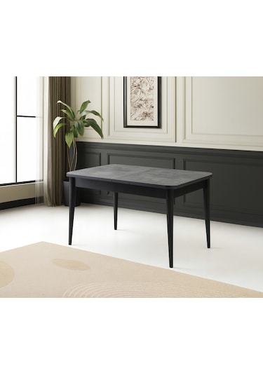 Ortadan Açılır Büyüyen Yemek Masası Gümüş Gri 90x160cm Gri