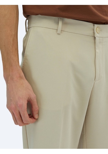 Ekru Dokuma Jogging Fit Casual Pantolon Ekru