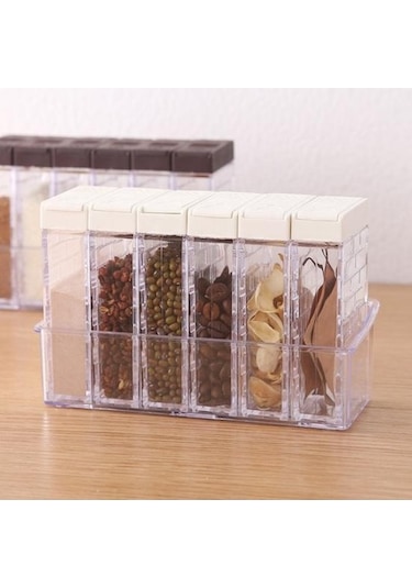 Novahub Kahve Açılış Kapaklı Şeffaf 2 Yönlü Baharat Kavanozu Set 6 Adet Mutfak İçin Kahve