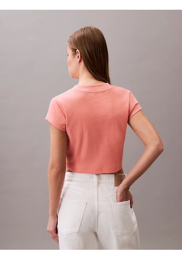 Calvin Klein Monogram Baby Tee Kadın Pembe T-shirt Lv047ab802-vdw Turuncu