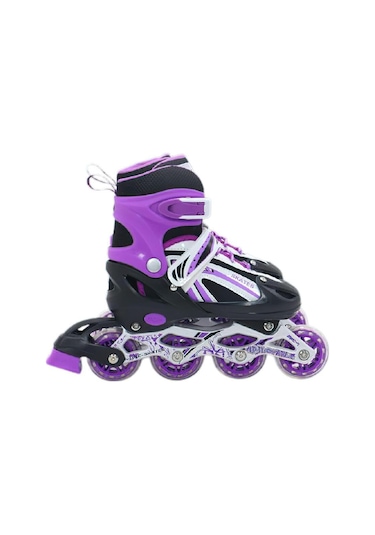 Mor Ayarlanabilir 2+1 Işıklı Aliminyum Gövde Alıştırma Pateni Çanta Hediyeli Işıklı Paten Mor