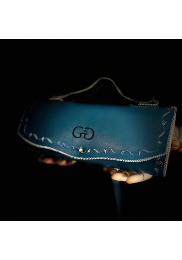 Hakiki Deri, El Yapımı Bayan Çanta, Bayan Cüzdan Larissa V24 Kahverengi - Turkuaz