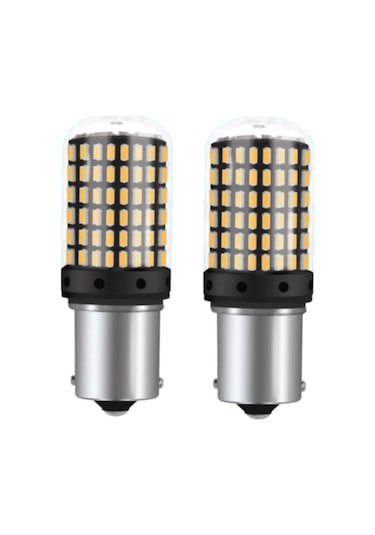 93 Tek Duy Led P21w 1156 Ba15s 144 Ledli Ultra Güçlü Turuncu Işık (2 Adet)