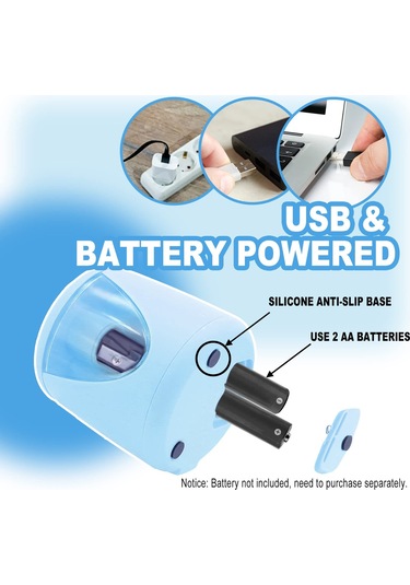 Geekyou Pil İle Şarjlı Otomatik Kalemtıraş - Mavi Renk, Metal Ve Abs Plastik Malzeme