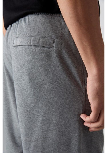 Tommy Life Gri Melanj Pamuklu Kalın Yumuşak Dokulu Comfort Fit Basic Erkek Şort - 81261 GRI MELANJ