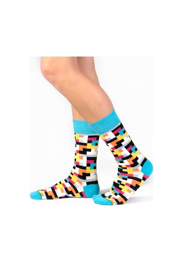 6'lı Organik Pamuklu Dikişsiz Erkek Çok Renkli Desenli Çorap (448387586) Turuncu