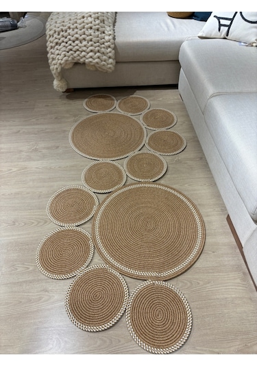 Mavaux Siyah Snake Hasır Jüt Bej Yolluk Halı Kilim Krem - Bej