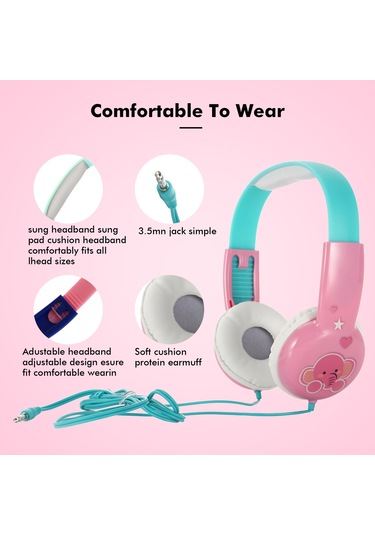 Suofeng Kıd101 Çocuk Kulaklığı: Hafif, Taşınabilir, 85db Ses Sınırlamalı, 3-16 Yaş Uyumlu, Mavi Gemi Desenli