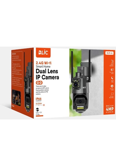 2+2 Mp Hd 4k Ip Kamera Wifi Özellikli Hareket Takipli Gece Sensörlü Güvenlik Kamerası Blm-61