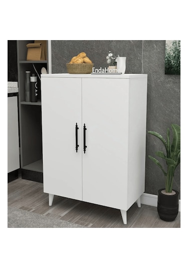 Reyo Home Enda 3 Raflı 2 Kapaklı Çok Amaçlı Dolap Beyaz