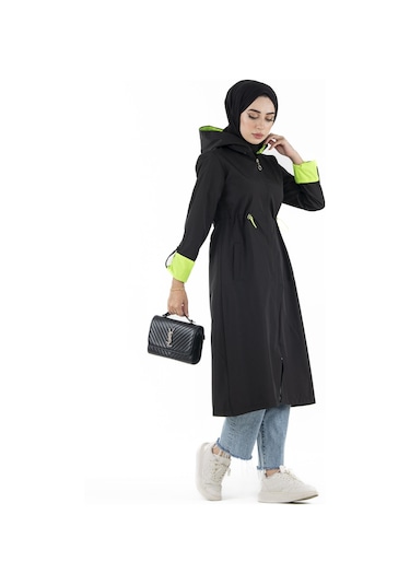 Sevitli Neon Trençkot-siyah-2448-siyah Siyah