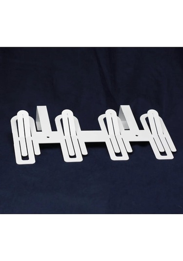 Modern Desenli Metal Kapı Arkası Askılığı Beyaz Beyaz