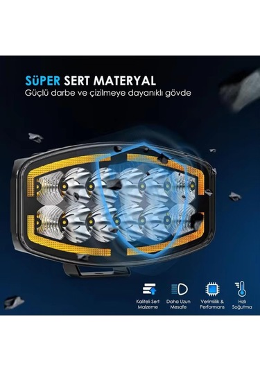 10'' Beyaz Turuncu Led Spot Projektör + Drl Tır Kamyon Off Road 12-24volt 1 Adet