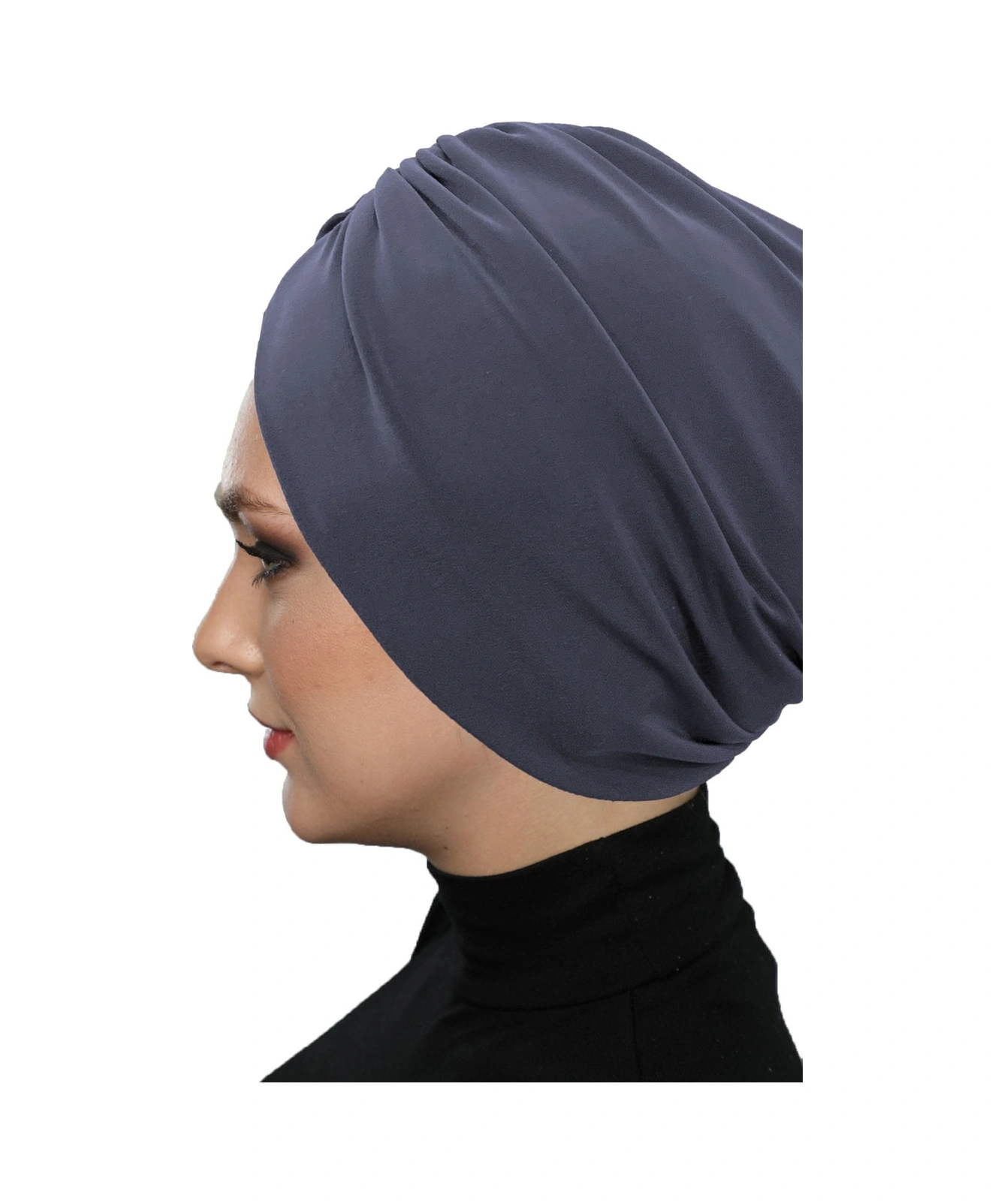 Büzme Çift Taraflı Koyu Gri Hazır Türban Tesettür Havuz Bonesi Koyu Gri