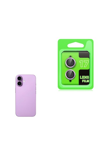 Adige İphone Uyumlu 17 Lens Koruyucu Mor + Ekran Koruyucu Mor