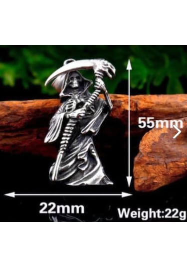 Paslanmaz Çelik 3 Boyut Tasarım Ölüm Melek Kurukafa Kolye Gümüş