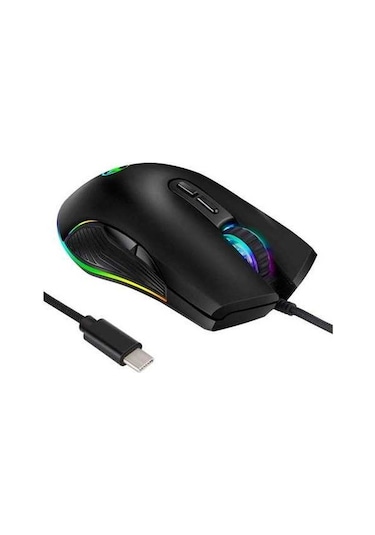 Fortunelane Optik Fare Rgb 4 Modlu Işık, Ergonomik Usb C Fare