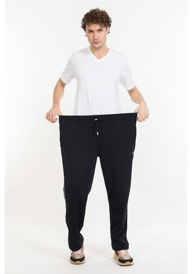 Büyük Beden Erkek Eşofman Altı Cepli Fermuarlı Blr-08- 1009 Siyah