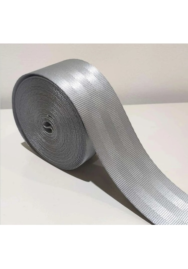 Renkli Emniyet Kemeri Şeritli 6 Metre 2 Kemer İçin Gri