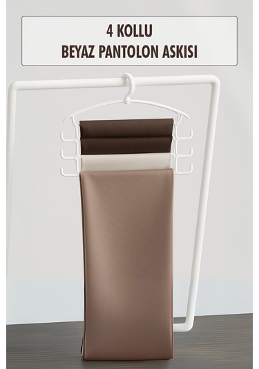 Beyaz Pantolon Askısı & Dolap Düzenleyici Askı Beyaz