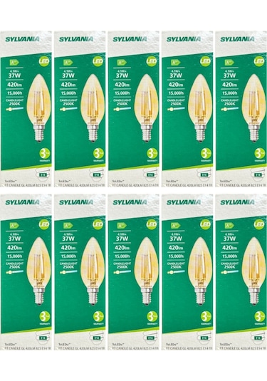 Sylvania 4,5w 37w 2500k Sarı Işık E14 Duylu Eski Tip Görünümlü Led Ampul 10 Adet