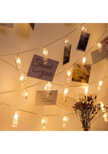 Çok Renkli Led Kart Fotoğraf Klipleri Led Dize Peri Işıklar Pil Kumandalı Led Noel Işık Garlands Düğün Sevgililer Duvar Dekorasyonu 1.3m 10led Çok Renkli