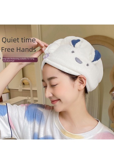 Mufunye Kareli Kadife Tavşan Kulaklı Kalın Triko Saç Kurutma Şapka, Ultra Su Absorbanslı Banyo Kullanıma Uygun, 24x64cm Beyaz Pvc Paketli Diğer