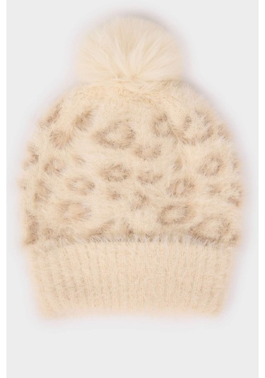 Defacto Kız Bebek Leopar Desenli Bere F0022a525wnbg47 Bej