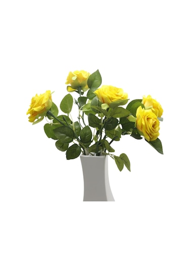 T.concept Dekoratif Dayanıklı Zarif Tek Dal Gül Canlı Sarı Renk