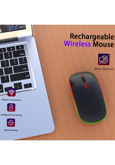 M40 Ultra İnce Kablosuz Fare 2.4g Şarj Edilebilir Kablosuz Sessiz Fare Ergonomik Tasarım 3 Ayarlanabilir Dpı Siyah M40