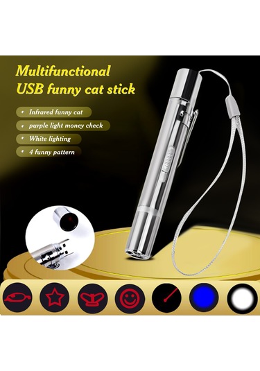 Qingmipy Usb Şarjlı 3 Modlu Kedi Oyuncağı - Avlanma İçin Eğlenceli Ve Eğitici Gümüş