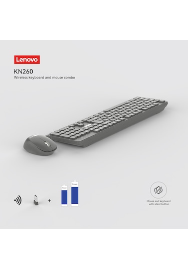 Kn260 Kablosuz Klavye Mouse Set Sessiz Siyah 870042257 Optik