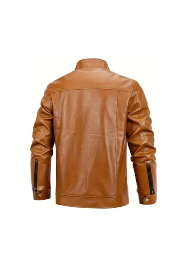 Hakiki Kuzu Derisi Taba Renk Erkek Spor Ceket Taba