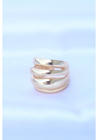 Pirinç Gold Renk Ayarlanabilir Tırtıklı Bombe Yüzük - Tj-byk3170 Gold