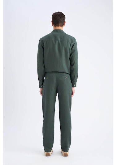 DeFacto %100 Keten Relax Fit Rahat Kesim Düz Paça Yazlık Pantolon -  C1117AX25SPKH498