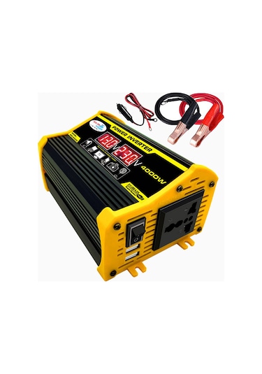 Taşınabilir İnverter Araba Güç İnvertörleri Dc12volt'tan Ac110/220volt'a Trafo 4000w Modifiye Sinüs -siyah