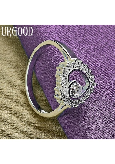 925 Ayar Gümüş Romantik Aaa Zirkon Kalp Yüzük Hediye Moda Düğün Takı 9