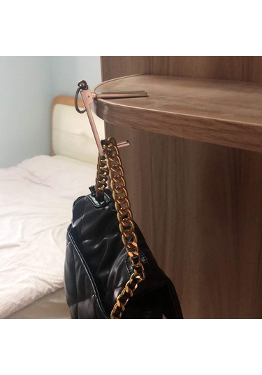 Maiyame Zinc Alloy Çift Fonksiyonlu Masa Çanta Kanca Ve Telefon Tutucu, Katlanabilir, 10 Pound Taşıma Kapasitesi, 2 Adet Siyah