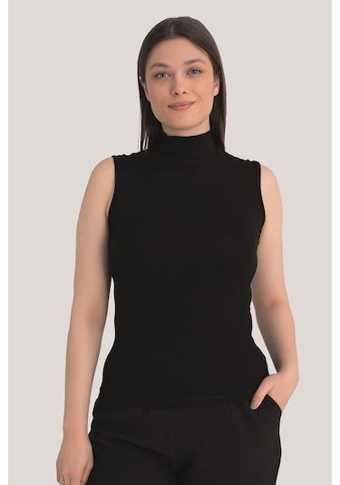 Arma Yıldız Kadın Siyah Balıkçı Yaka 2'li Kolsuz Body Siyah