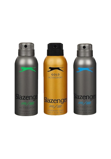 Slazenger Activesport Gold + Mavi + Yeşil Erkek Sprey Deodorant 3 x 150 ML