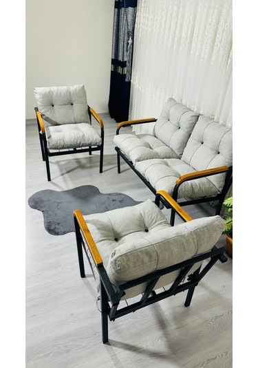 Madame Home Kalanşo Balkon, Bahçe,teras,cafe - Salon - Metal Kanepe Koltuk Takımı Çay Seti 2+1+1 Açık Gri Madame Home Kalanşo Balkon, Bahçe,teras,cafe - Salon - Metal Kanepe Koltuk Takımı Çay Seti 2+1+1 Açık Gri