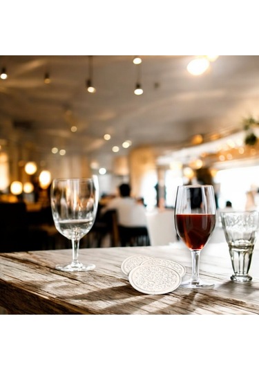 Kağıt Bardak Altlığı Cam Bardak Altlığı 80 Mm Desenli 250 Adet Beyaz