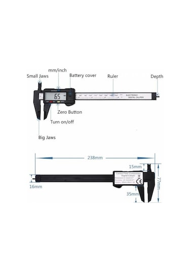 Dijital Elektronik Kumpas Inc Mm Ölçüm Hassas Kalınlık